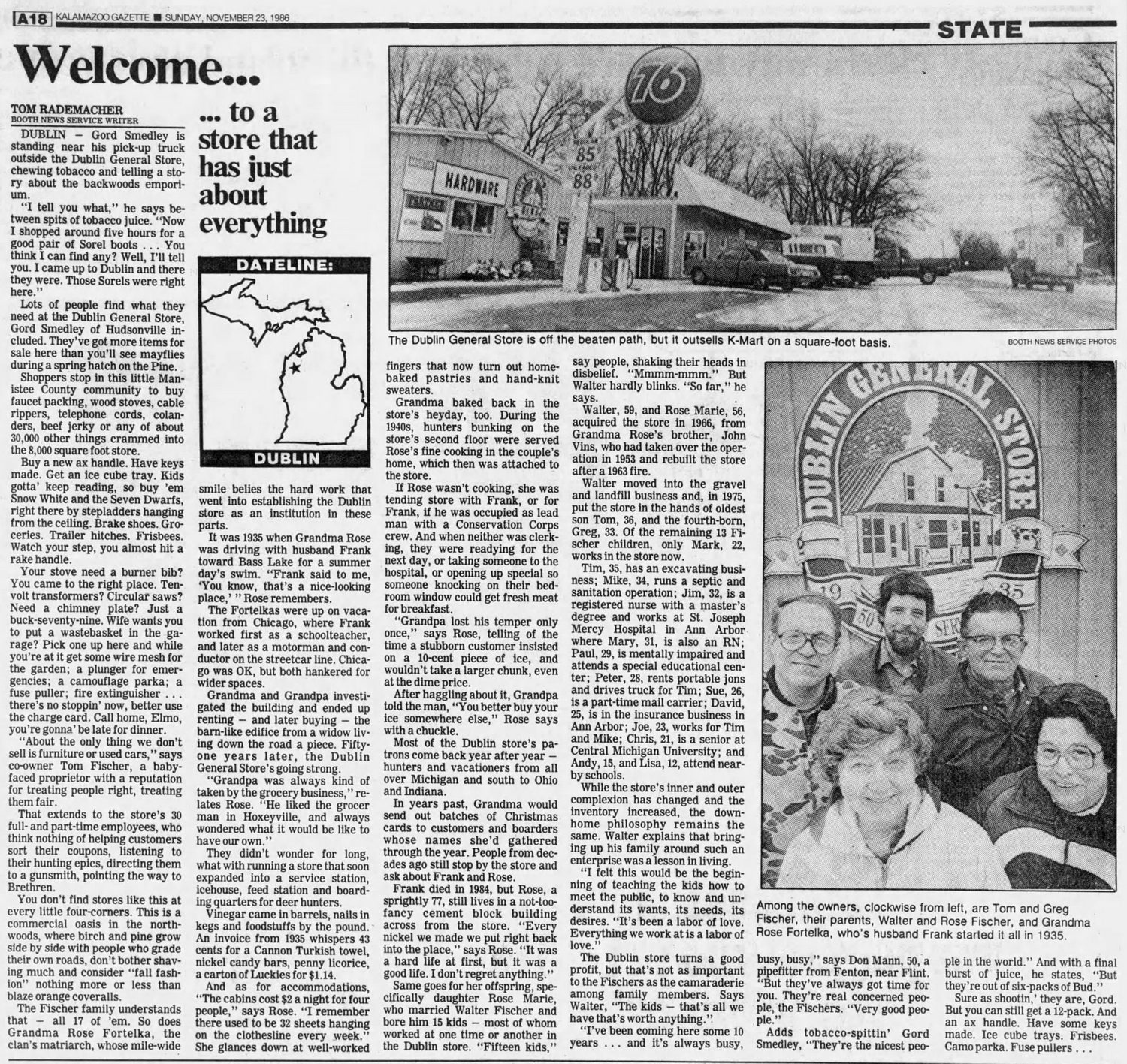 Dublin General Store - Nov 23 1986 Article (newer photo)